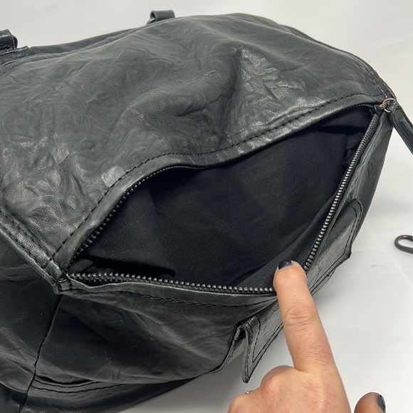 Annette Gortz Large Pandora Leather Shoulder Crossbody Bag Charcoal Black Bag - Picture 8 of 16